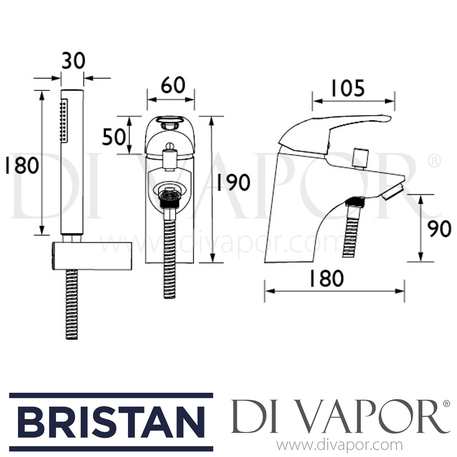 Bristan J 1HBSM C Java 1 Hole Bath Shower Mixer Spare Parts